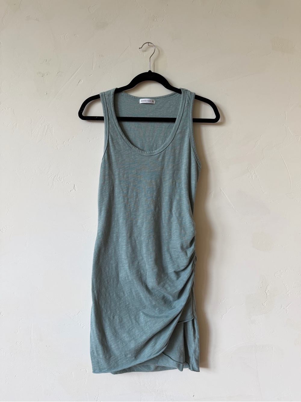 Wasabi + Mint Sleeveless Ruched Tank Dress in Sage Green